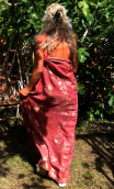 Coupon Lin rouille bordeaux tie and dye. Fleurs or - 3