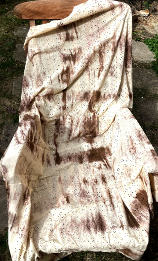 Coupon 180 cm. Dentelle coton brodé tie and dye - 1