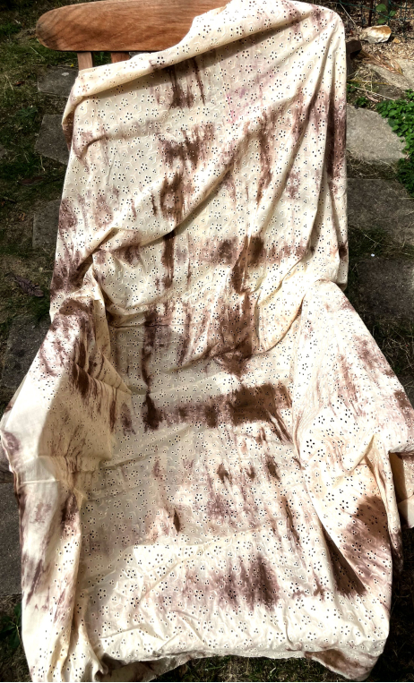 Coupon 180 cm. Dentelle coton brodé tie and dye - 1