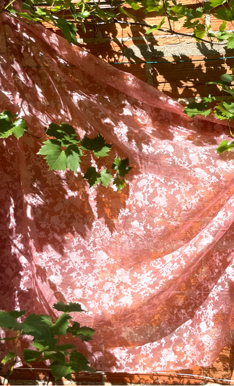 Coupon. Organza dévoré rose saumon - 1