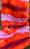 Coupon vendu par 2 m. Coton imprimé orange et lilas - 2