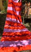Coupon vendu par 2 m. Coton imprimé orange et lilas - 3