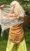 Coupon 120X130. Tulle champagne. Fleur flockée - 3