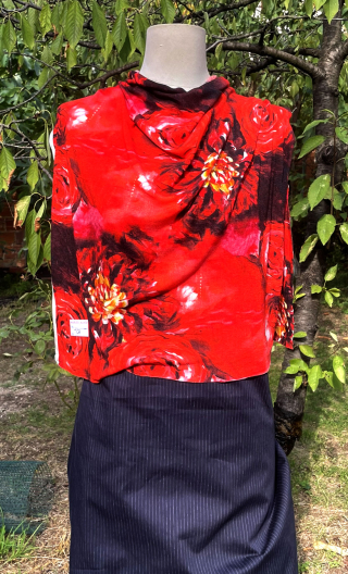 Coup de cadre jersey laine Red Bloom - 1