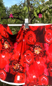 ae Swatch.  Red bloom jersey polyester - 2