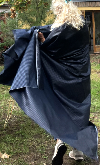 Coupon 1,20m. Coton laqué vichy bleu et noir - 2