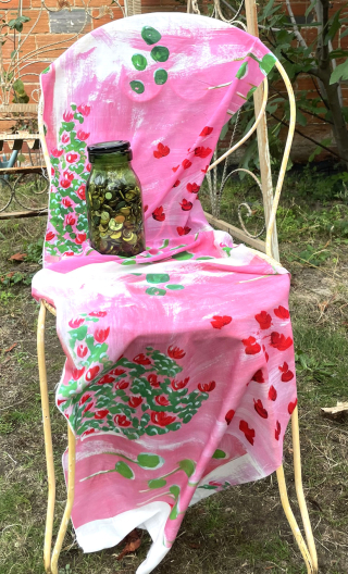 Coup de cadre Ma vie en rose soutenu. Voile viscose - 1