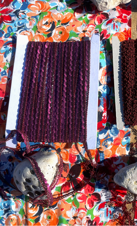 Galon barrettes et paillettes fuchsia - 1