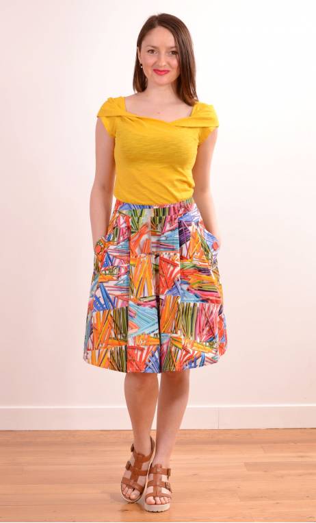 Jupe Eden Rock. Colorama. Plissée, imprimée multico, poches